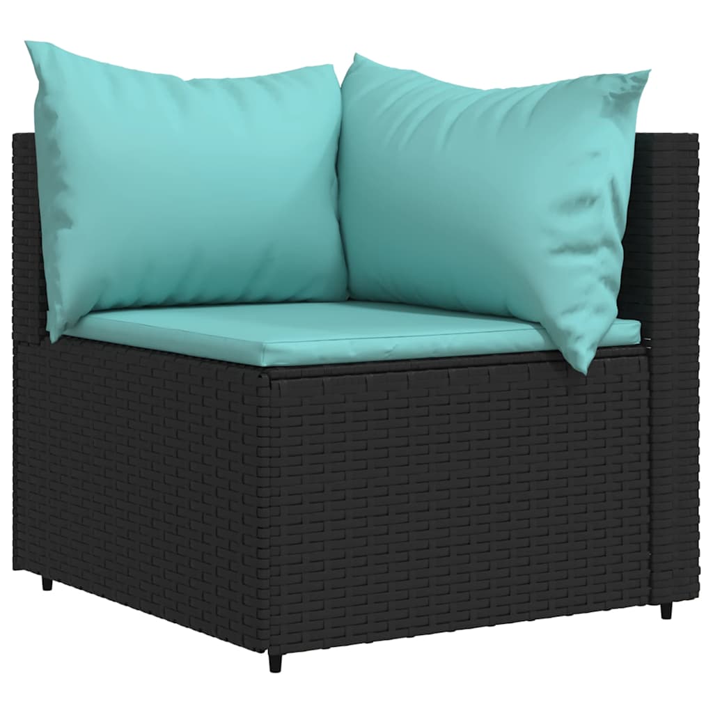 vidaXL Set mobilier de grădină cu perne, 3 piese, negru, poliratan vidaXL Set mobilier de grădină cu perne, 3 piese, negru, poliratan
