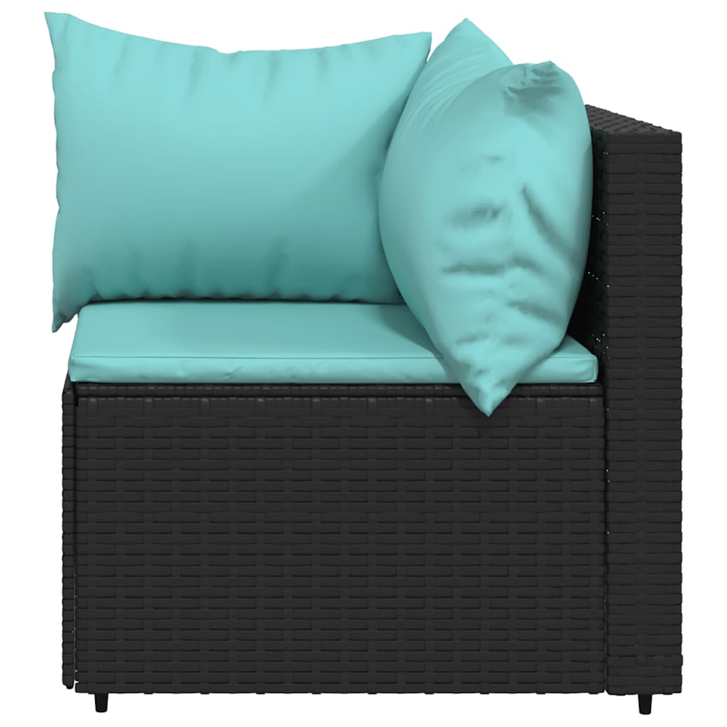 vidaXL Set mobilier de grădină cu perne, 3 piese, negru, poliratan vidaXL Set mobilier de grădină cu perne, 3 piese, negru, poliratan
