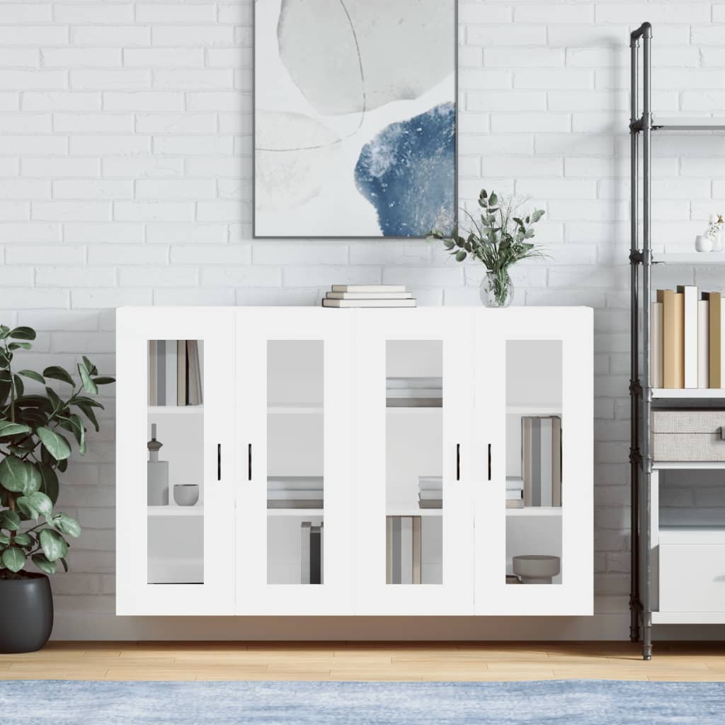 vidaXL Dulapuri montate pe perete, 2 buc, alb, lemn prelucrat