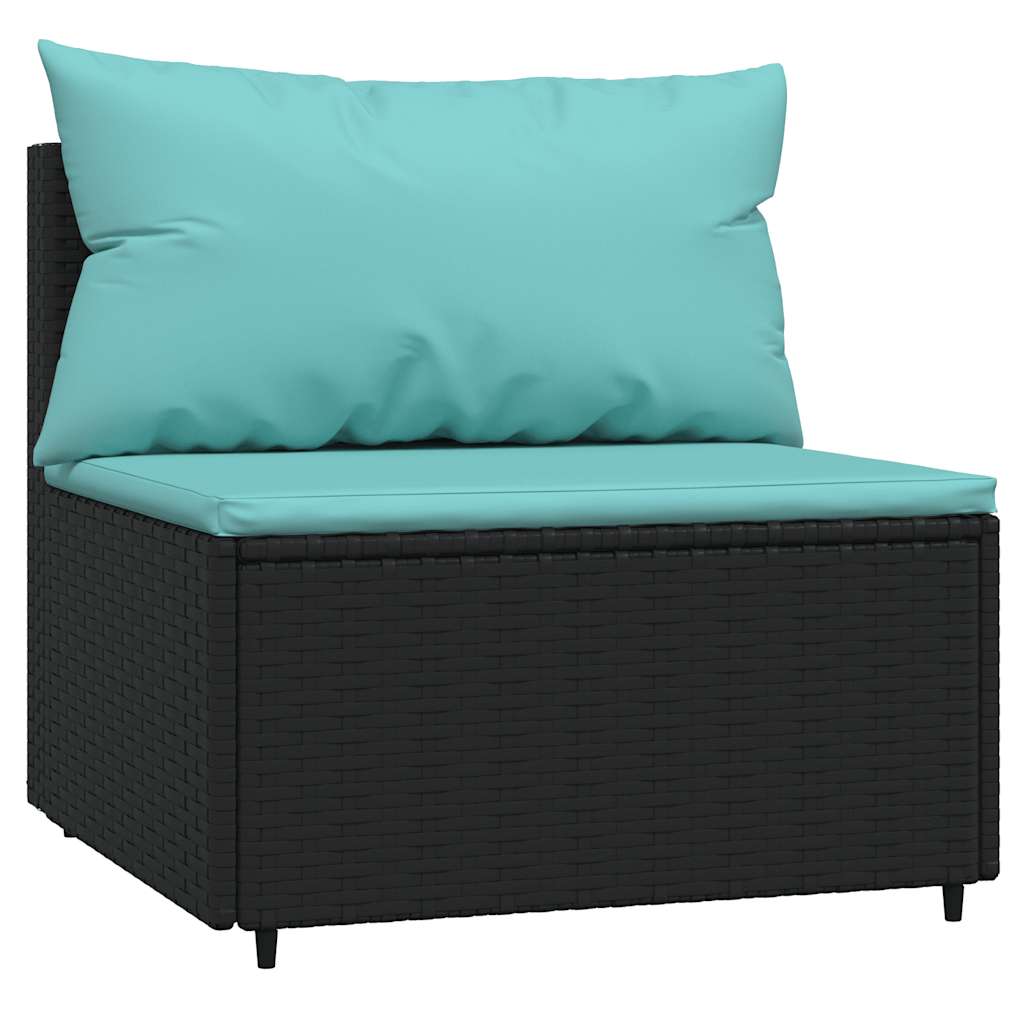 vidaXL Set mobilier de grădină cu perne, 3 piese, negru, poliratan vidaXL Set mobilier de grădină cu perne, 3 piese, negru, poliratan