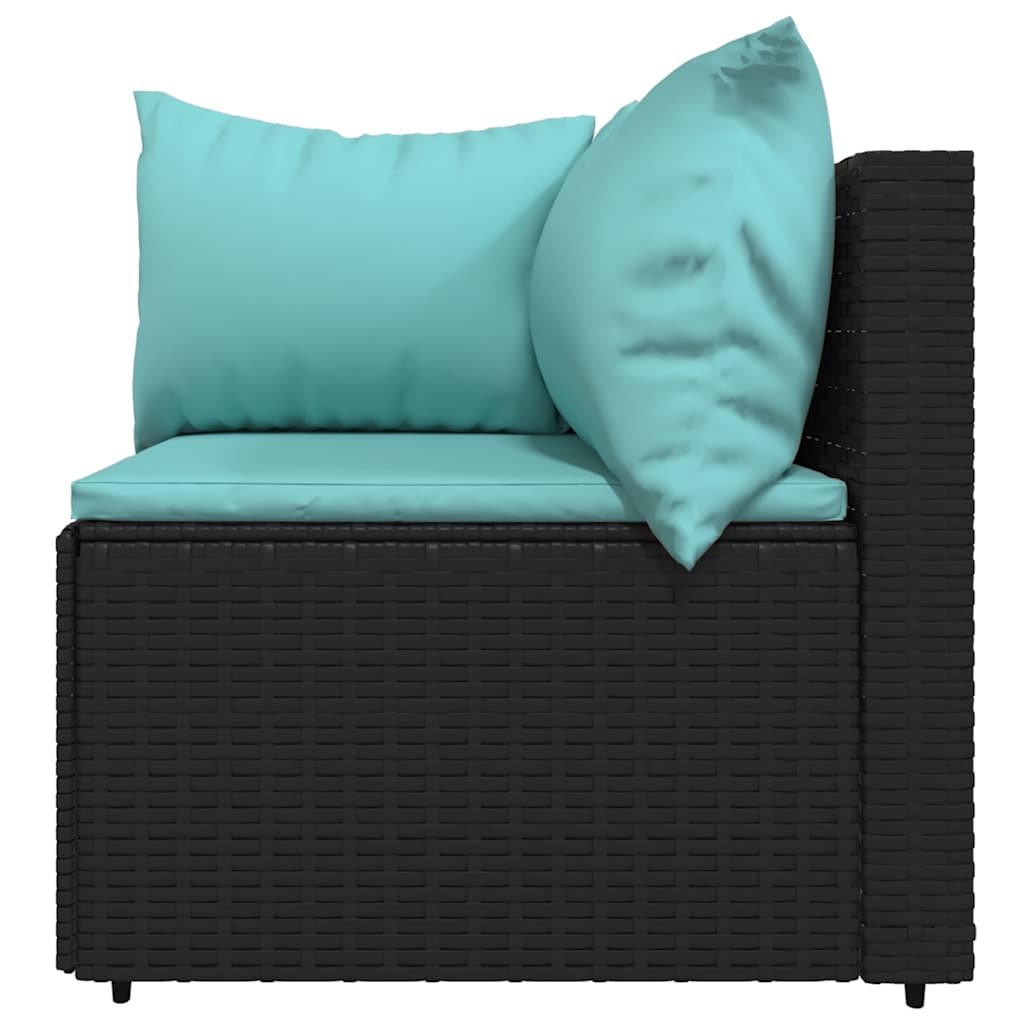 vidaXL Set mobilier de grădină cu perne, 3 piese, negru, poliratan vidaXL Set mobilier de grădină cu perne, 3 piese, negru, poliratan