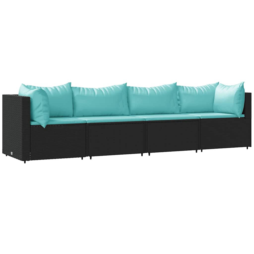 vidaXL Set mobilier relaxare grădină 4 piese cu perne poliratan negru vidaXL Set mobilier relaxare grădină 4 piese cu perne poliratan negru