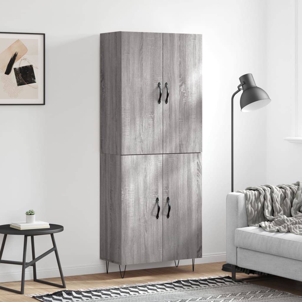 vidaXL Dulap înalt, gri sonoma, 69,5x34x180 cm, lemn compozit