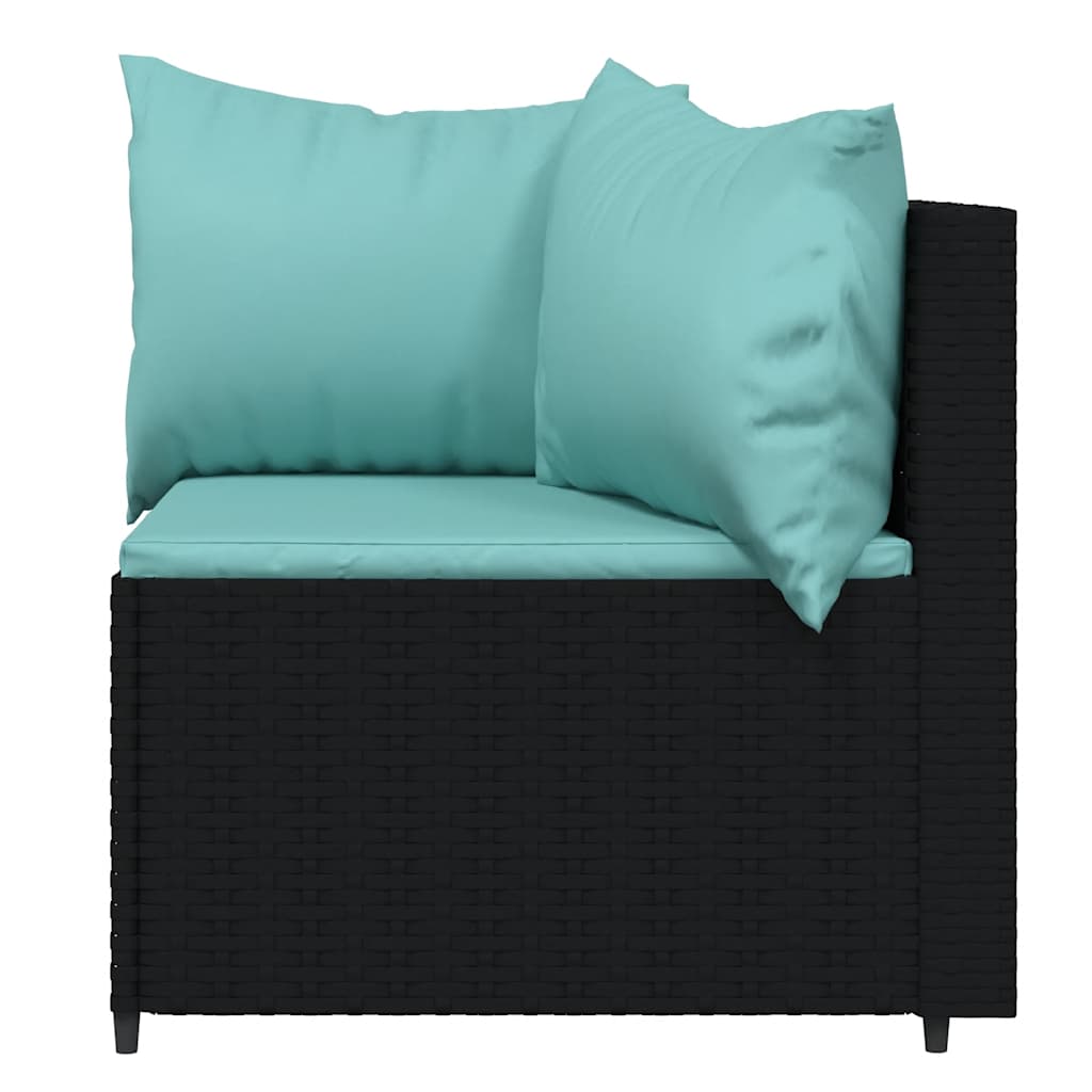 vidaXL Set mobilier de grădină cu perne, 3 piese, negru, poliratan vidaXL Set mobilier de grădină cu perne, 3 piese, negru, poliratan
