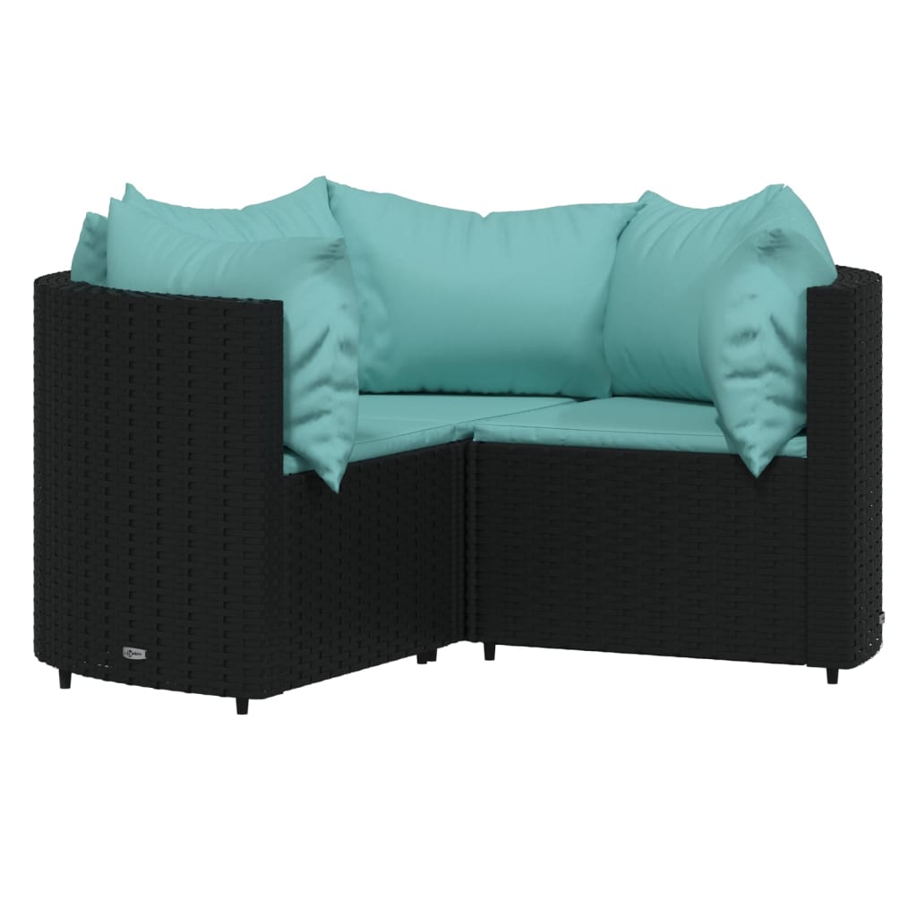 vidaXL Set mobilier relaxare grădină 4 piese cu perne poliratan negru