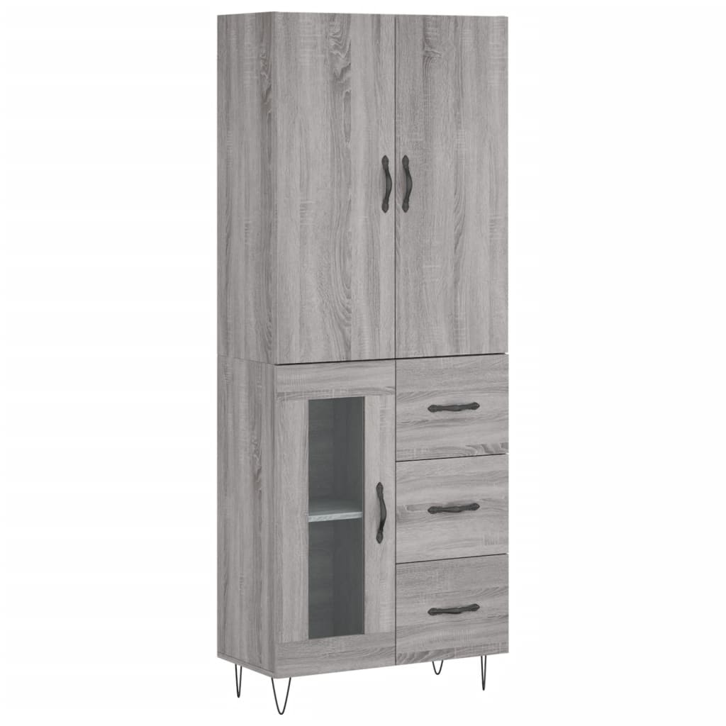vidaXL Dulap înalt, gri sonoma, 69,5x34x180 cm, lemn compozit