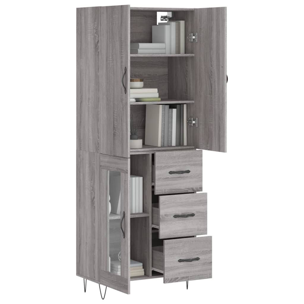 vidaXL Dulap înalt, gri sonoma, 69,5x34x180 cm, lemn compozit