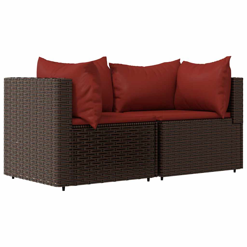 vidaXL Set mobilier de grădină cu perne, 3 piese, maro, poliratan vidaXL Set mobilier de grădină cu perne, 3 piese, maro, poliratan