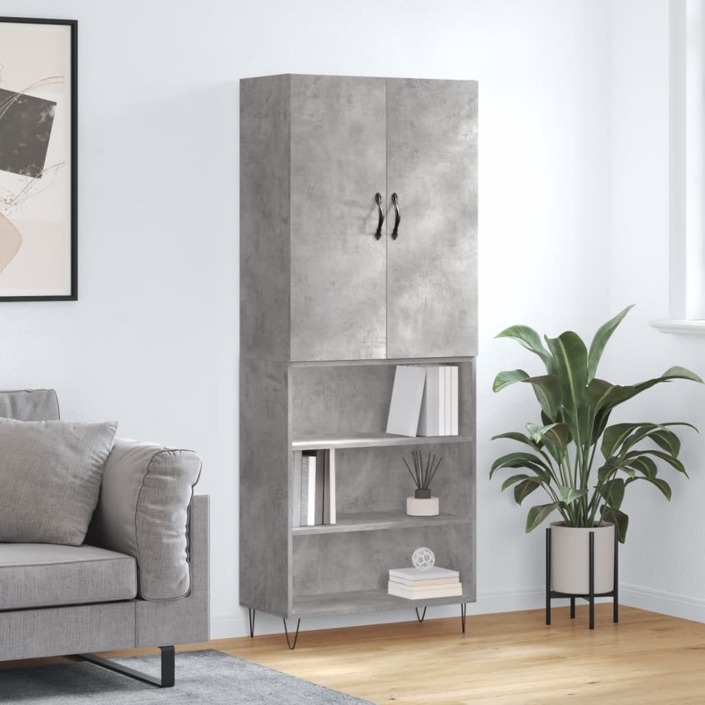 vidaXL Dulap înalt, gri beton, 69,5x34x180, lemn compozit