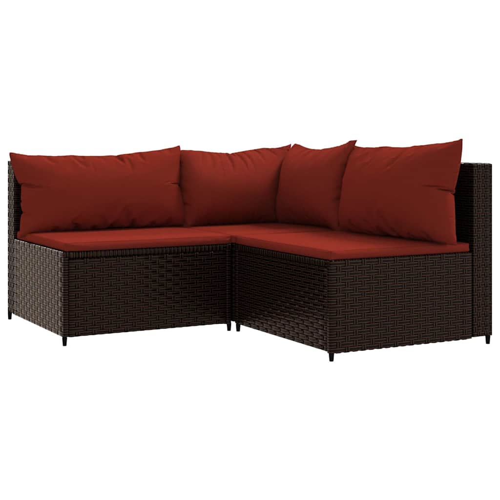 vidaXL Set mobilier de grădină cu perne, 3 piese, maro, poliratan vidaXL Set mobilier de grădină cu perne, 3 piese, maro, poliratan