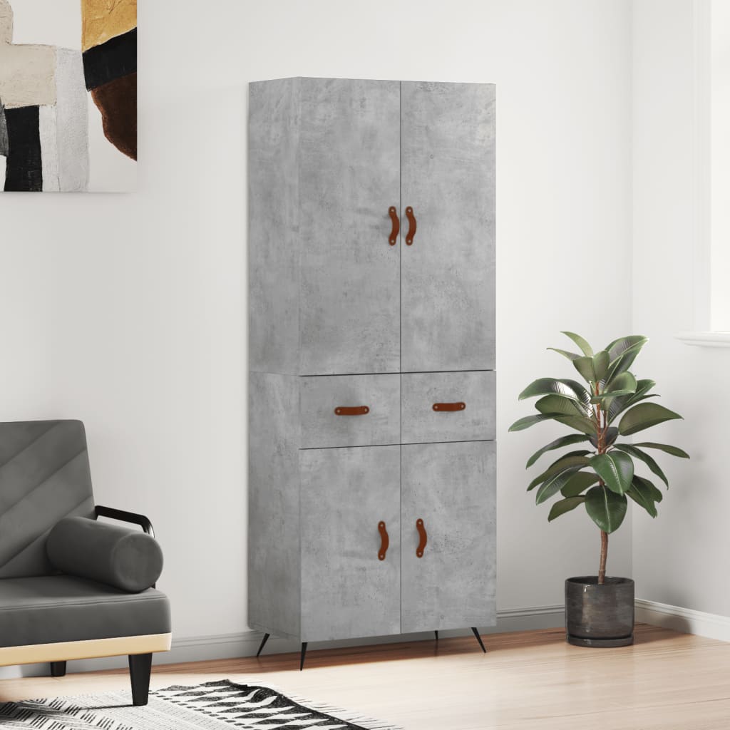 vidaXL Dulap înalt, gri beton, 69,5x34x180, lemn compozit