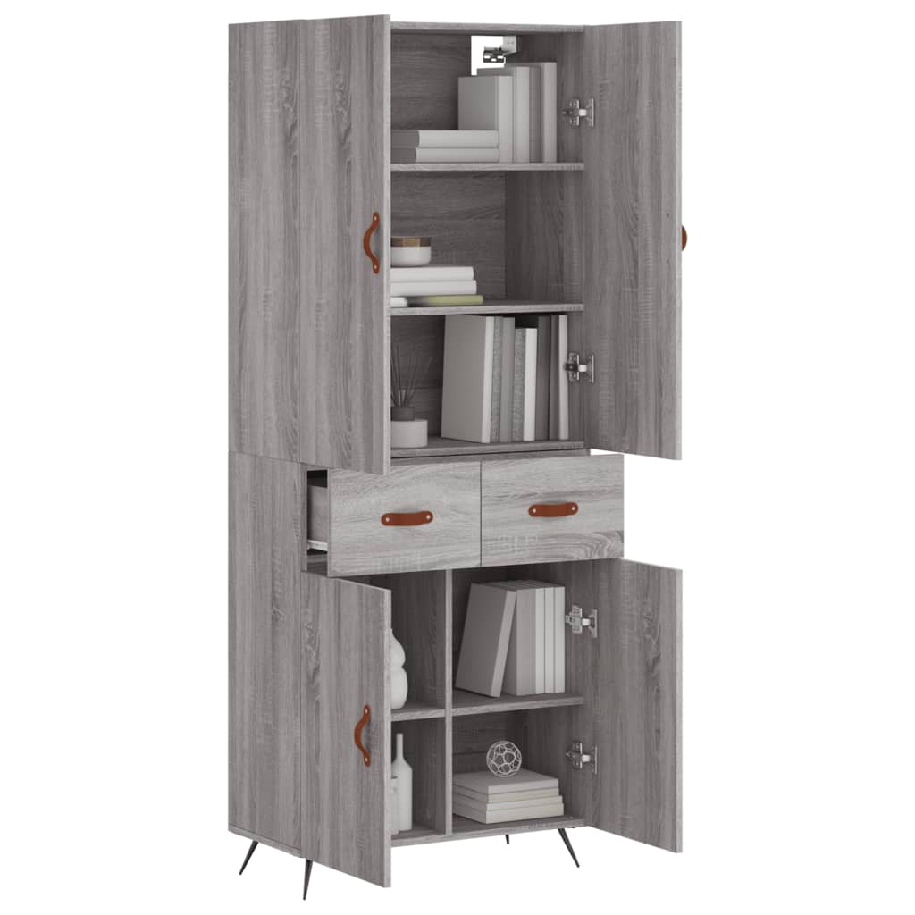 vidaXL Dulap înalt, gri sonoma, 69,5x34x180 cm, lemn compozit