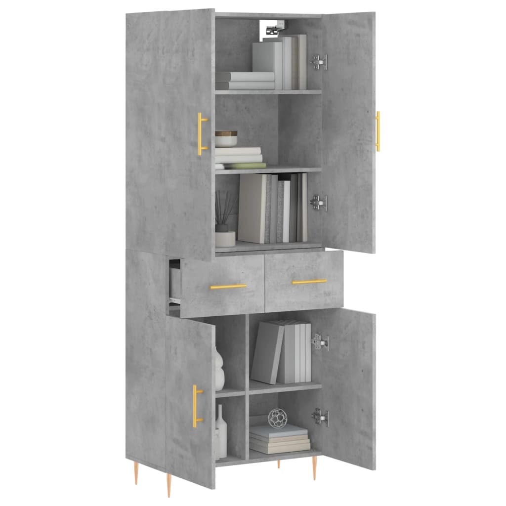vidaXL Dulap înalt, gri beton, 69,5x34x180, lemn compozit