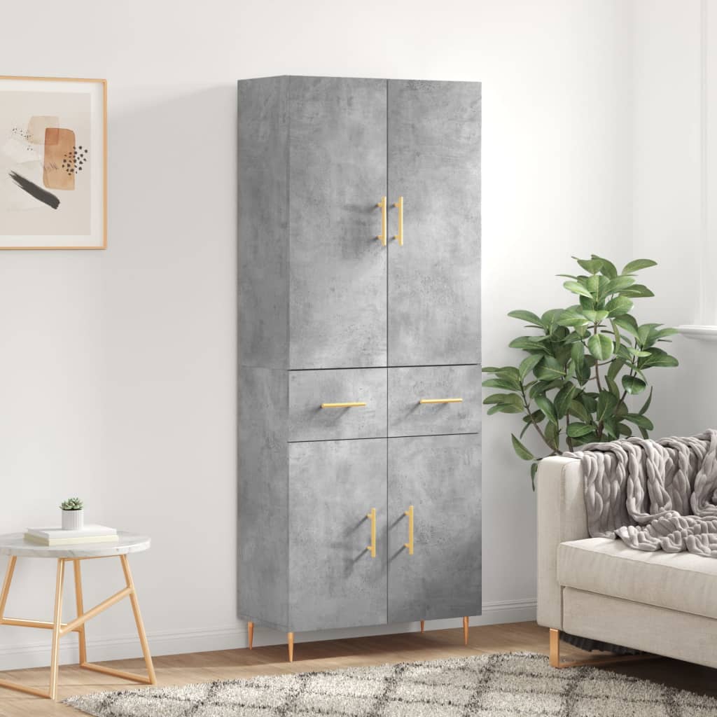 vidaXL Dulap înalt, gri beton, 69,5x34x180, lemn compozit