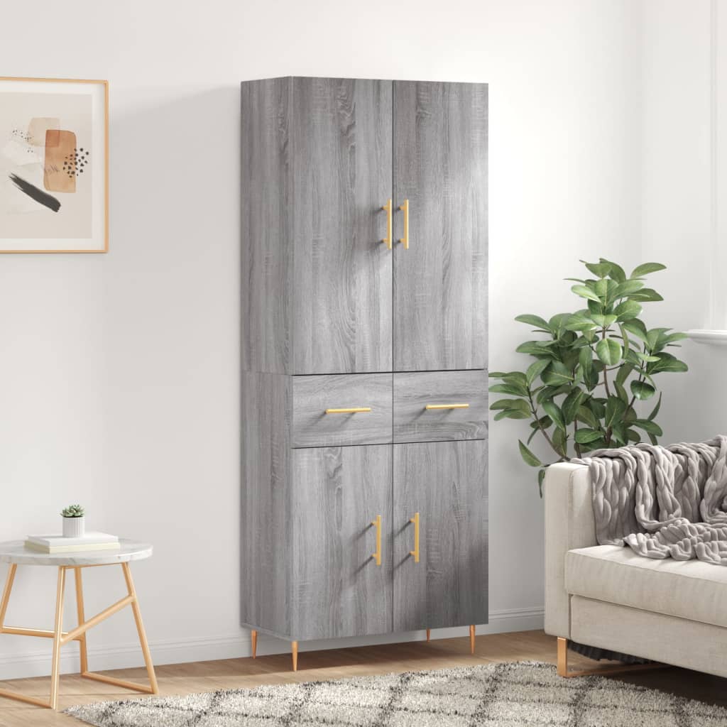 vidaXL Dulap înalt, gri sonoma, 69,5x34x180 cm, lemn compozit
