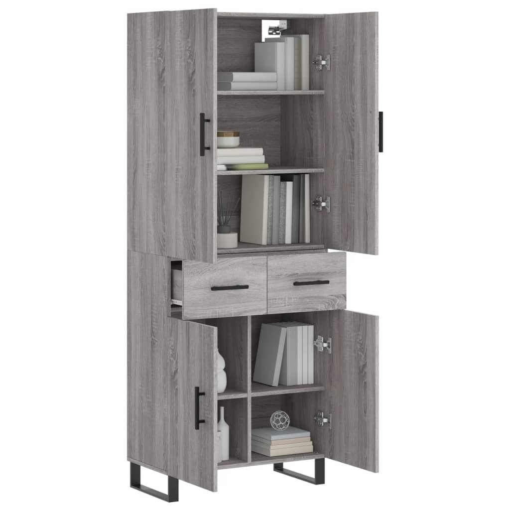 vidaXL Dulap înalt, gri sonoma, 69,5x34x180 cm, lemn compozit