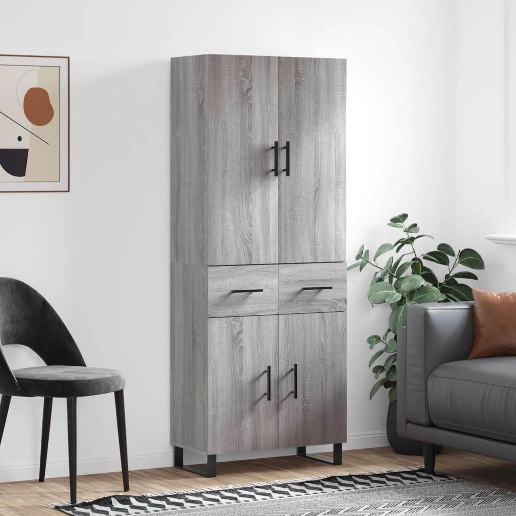 vidaXL Dulap înalt, gri sonoma, 69,5x34x180 cm, lemn compozit