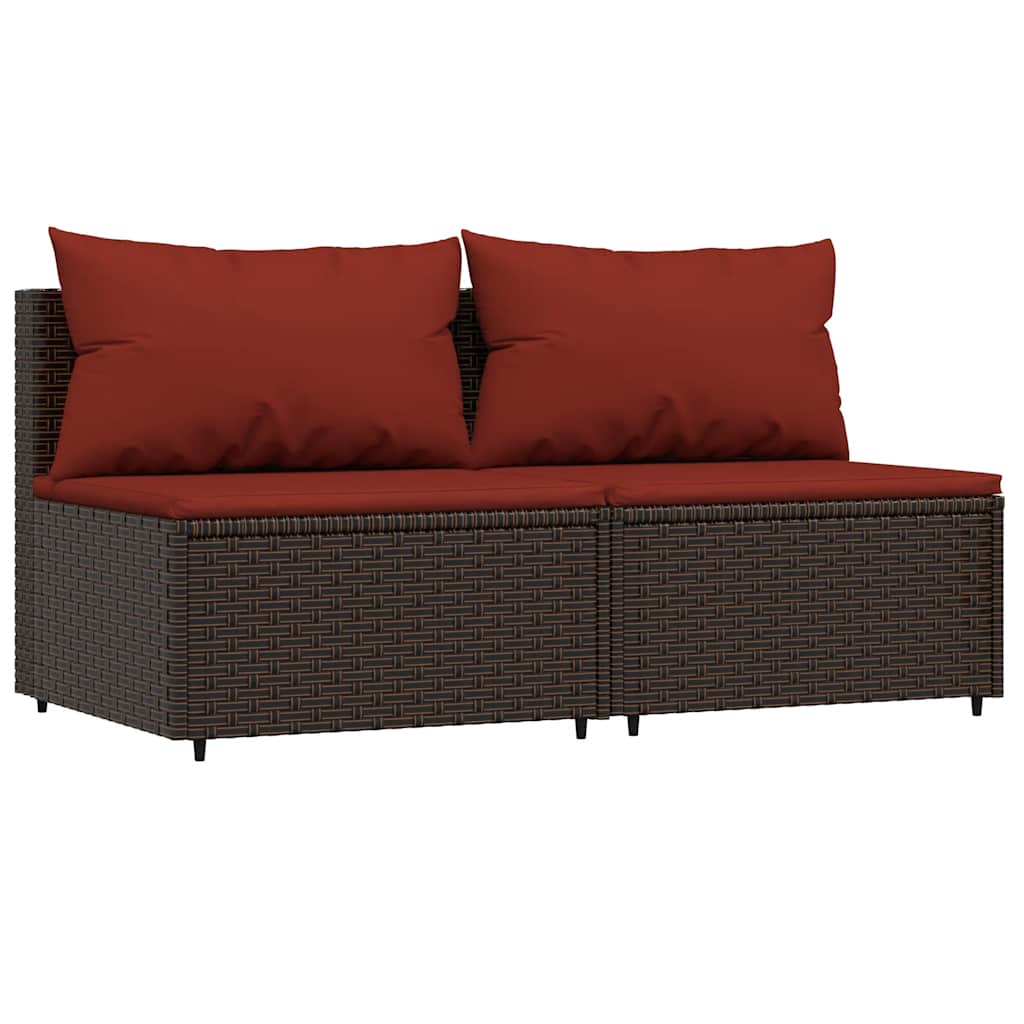vidaXL Set mobilier de grădină cu perne, 3 piese, maro, poliratan vidaXL Set mobilier de grădină cu perne, 3 piese, maro, poliratan