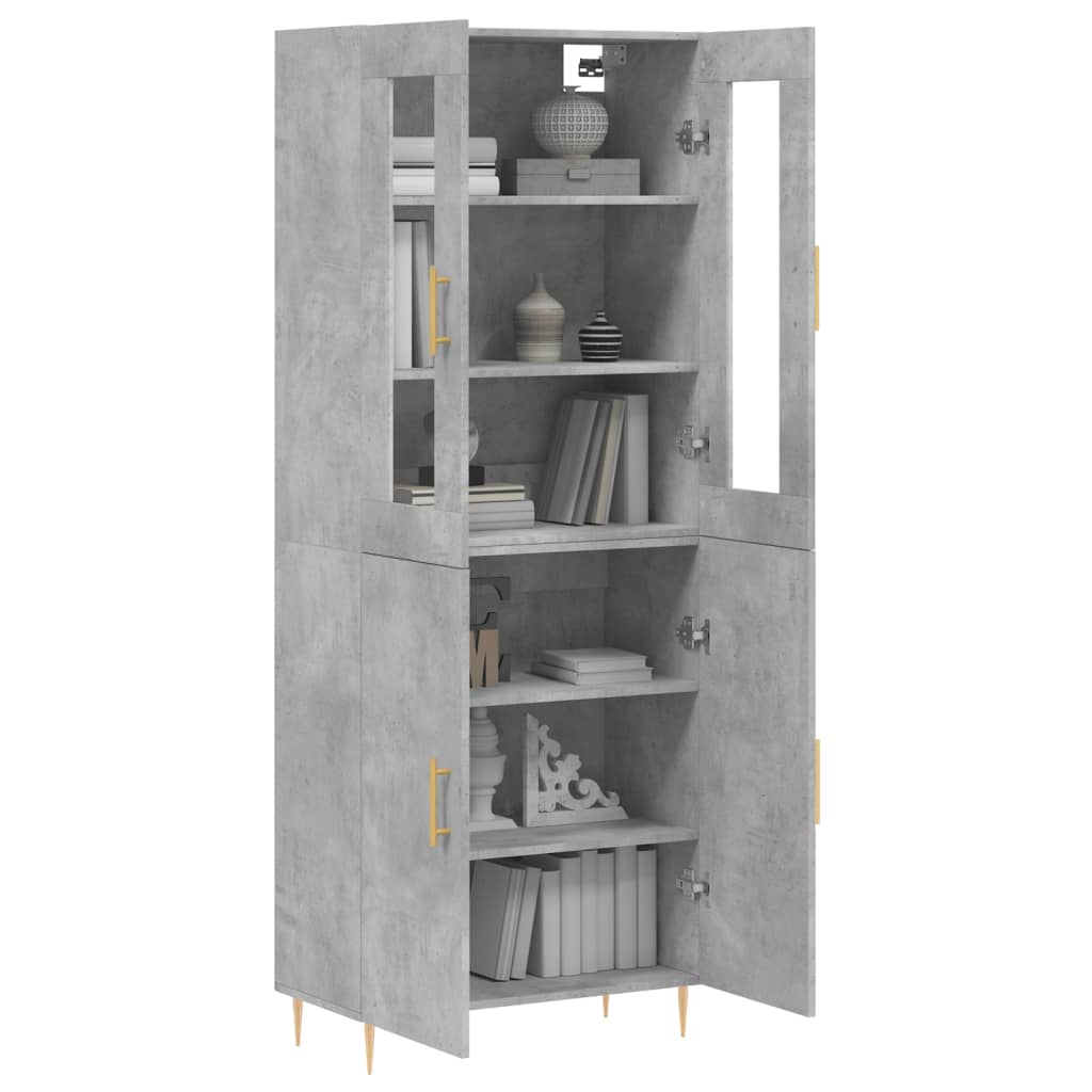 vidaXL Dulap înalt, gri beton, 69,5x34x180, lemn compozit