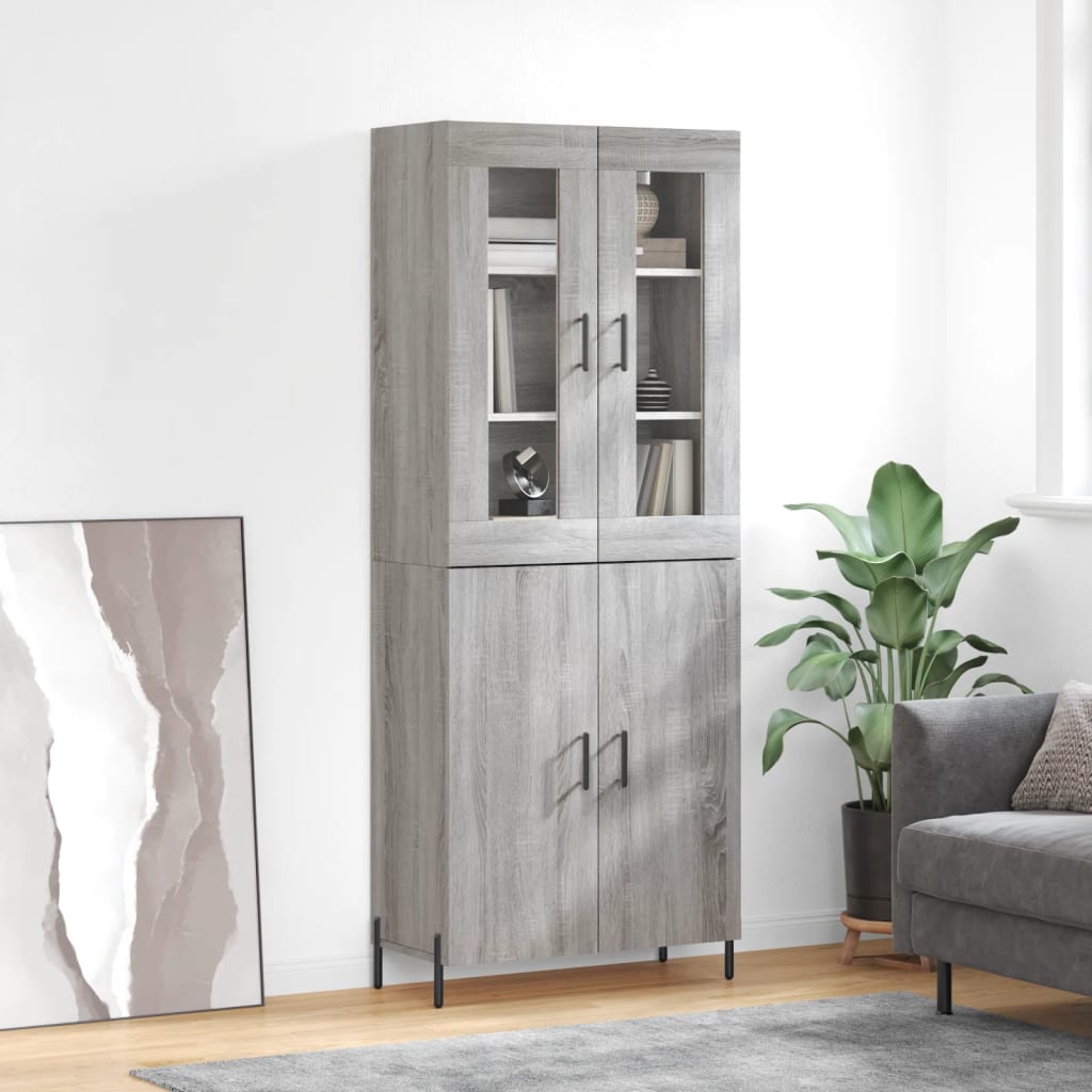 vidaXL Dulap înalt, gri sonoma, 69,5x34x180 cm, lemn compozit