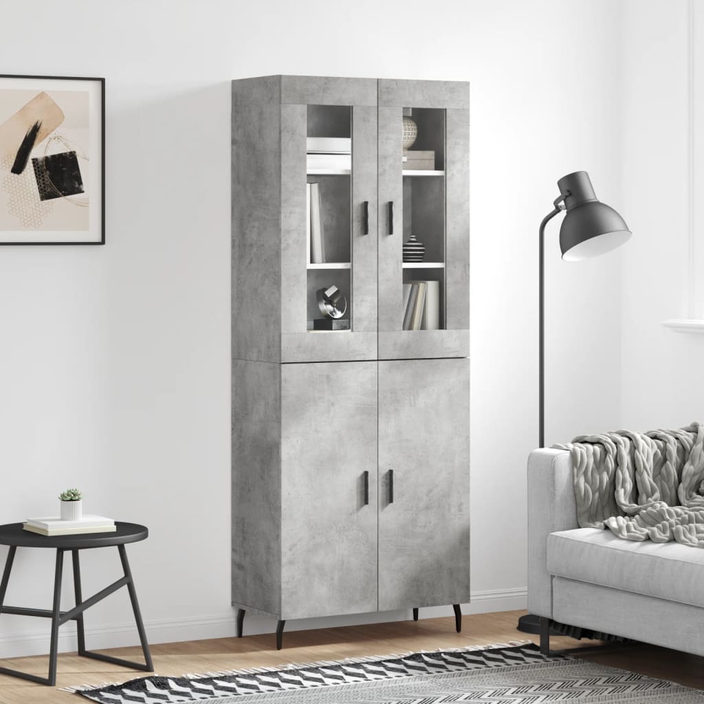 vidaXL Dulap înalt, gri beton, 69,5x34x180, lemn compozit
