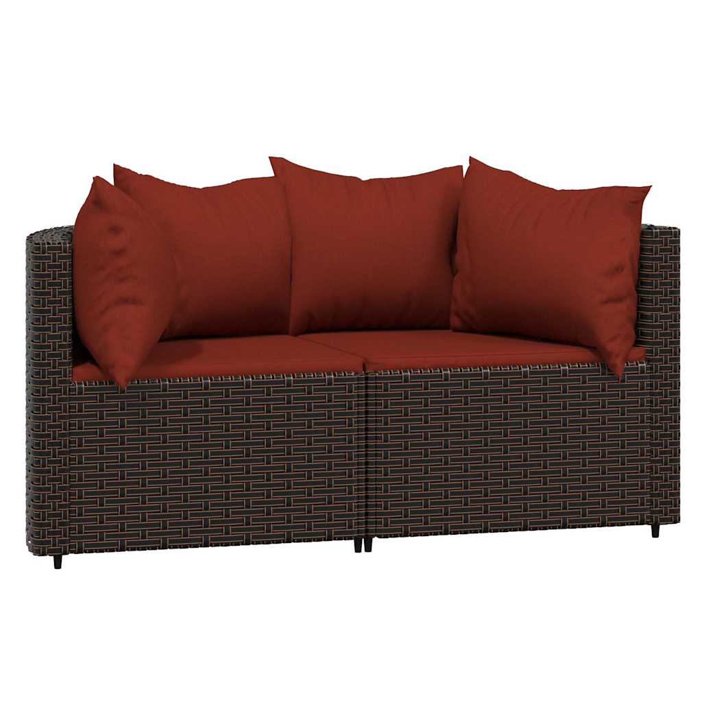vidaXL Set mobilier de grădină cu perne, 3 piese, maro, poliratan vidaXL Set mobilier de grădină cu perne, 3 piese, maro, poliratan