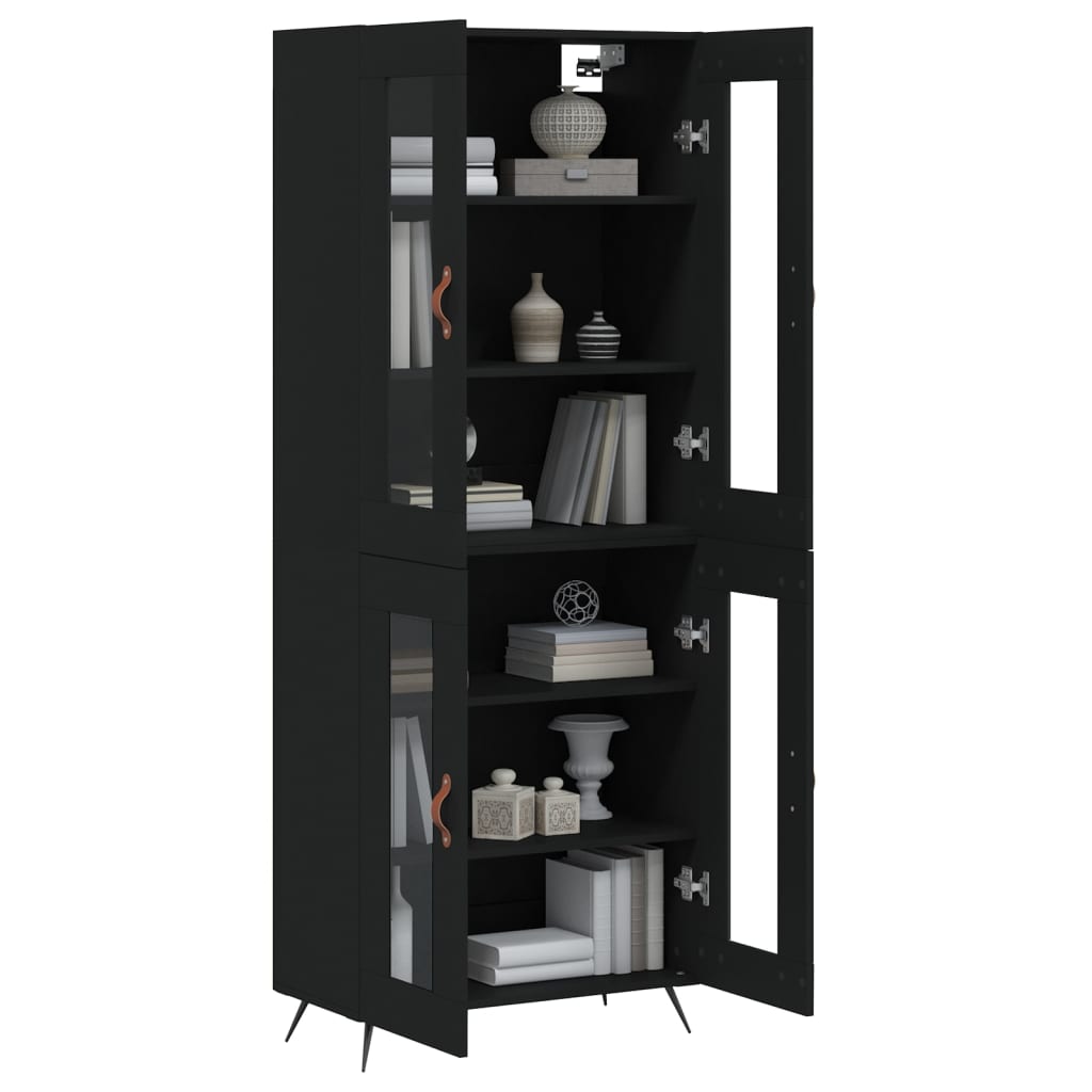 vidaXL Dulap înalt, negru, 69,5x34x180 cm, lemn compozit