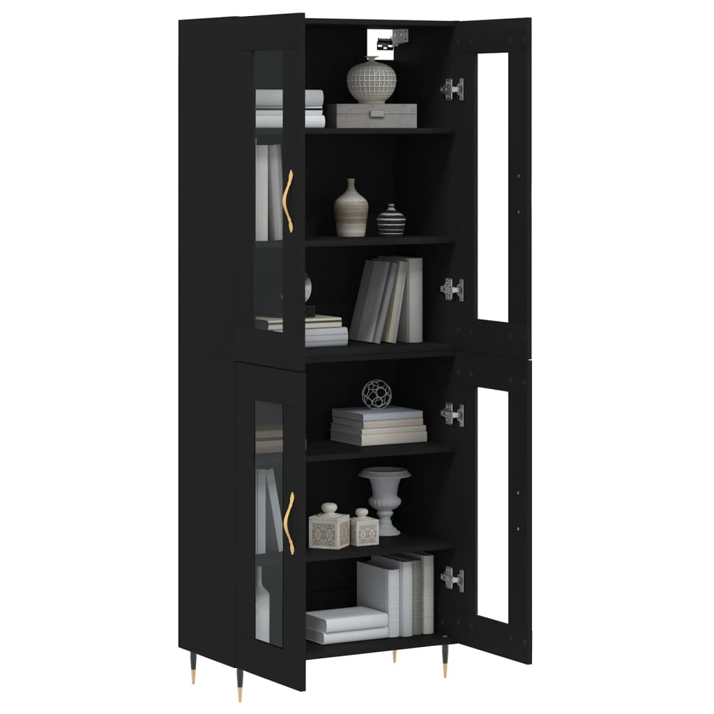 vidaXL Dulap înalt, negru, 69,5x34x180 cm, lemn compozit