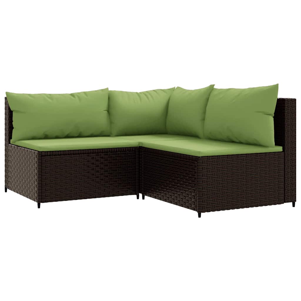 vidaXL Set mobilier de grădină cu perne, 3 piese, maro, poliratan vidaXL Set mobilier de grădină cu perne, 3 piese, maro, poliratan