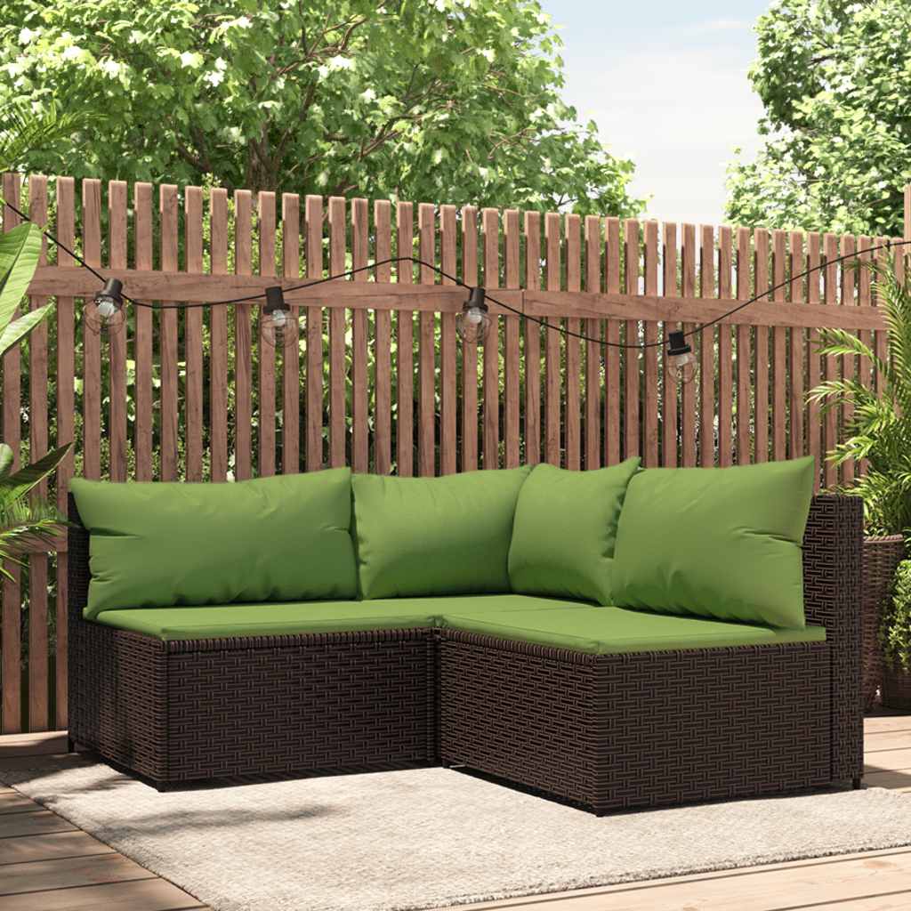vidaXL Set mobilier de grădină cu perne, 3 piese, maro, poliratan vidaXL Set mobilier de grădină cu perne, 3 piese, maro, poliratan