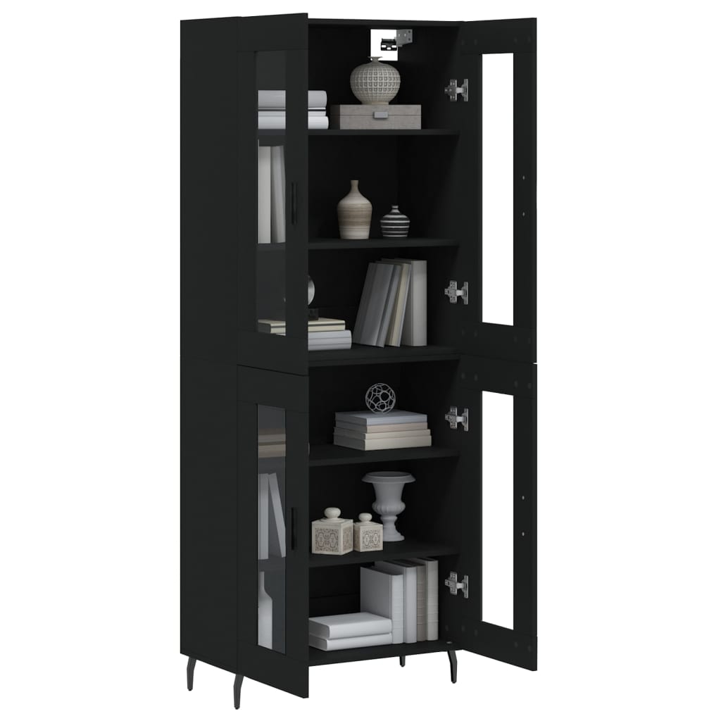 vidaXL Dulap înalt, negru, 69,5x34x180 cm, lemn compozit