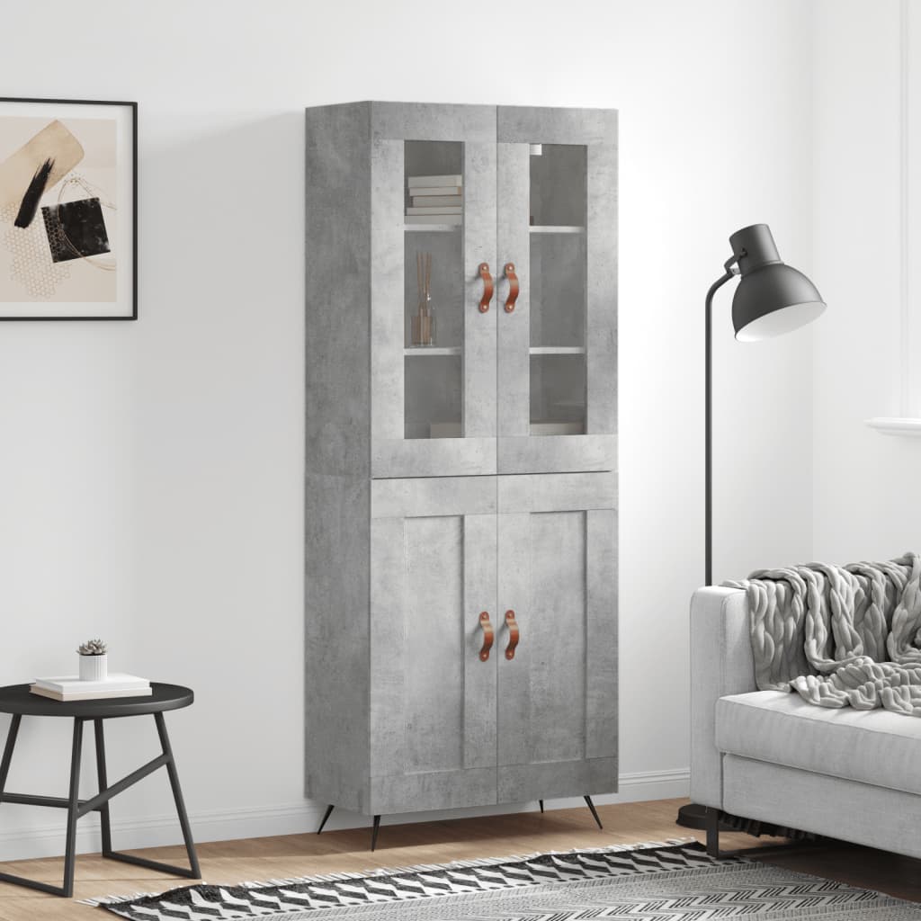 vidaXL Dulap înalt, gri beton, 69,5x34x180, lemn compozit