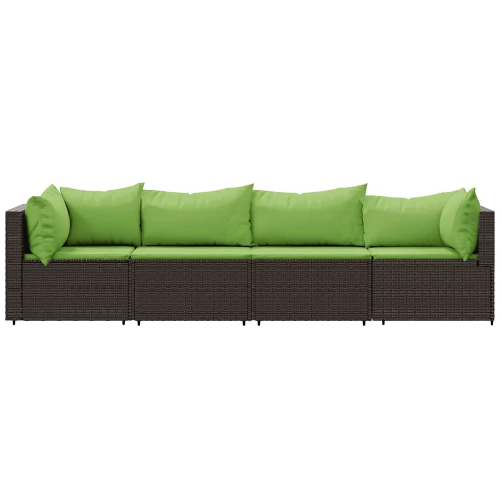 vidaXL Set mobilier de grădină cu perne, 4 piese, maro, poliratan vidaXL Set mobilier de grădină cu perne, 4 piese, maro, poliratan