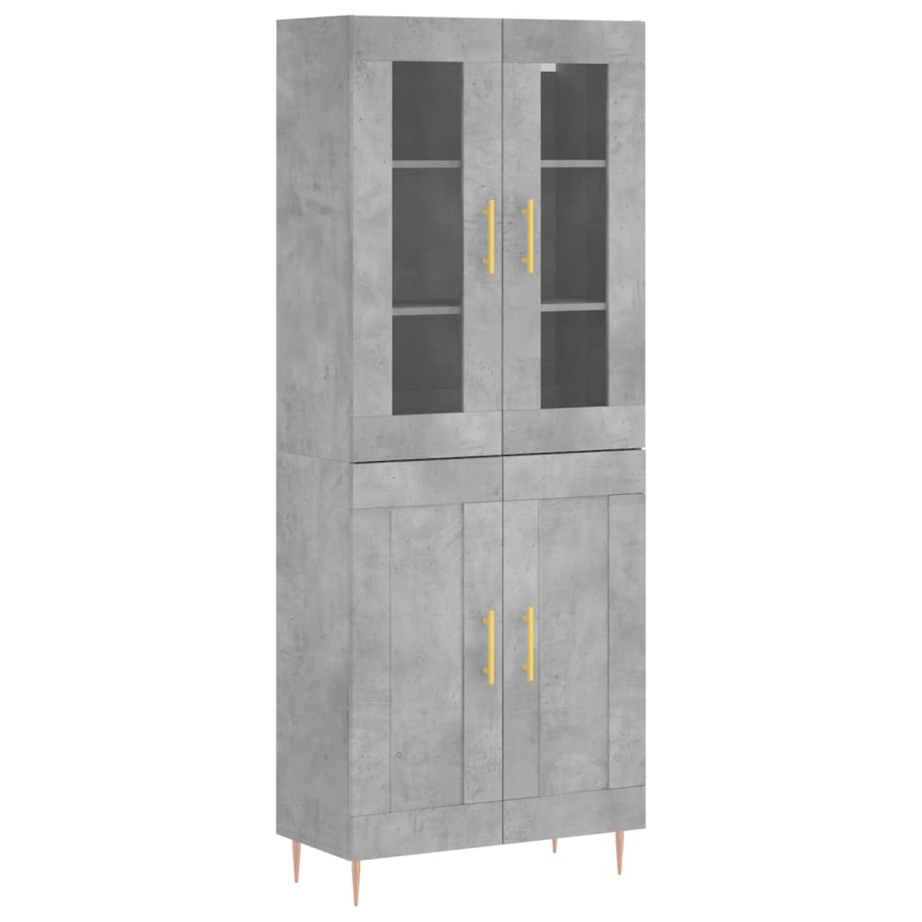 vidaXL Dulap înalt, gri beton, 69,5x34x180, lemn compozit