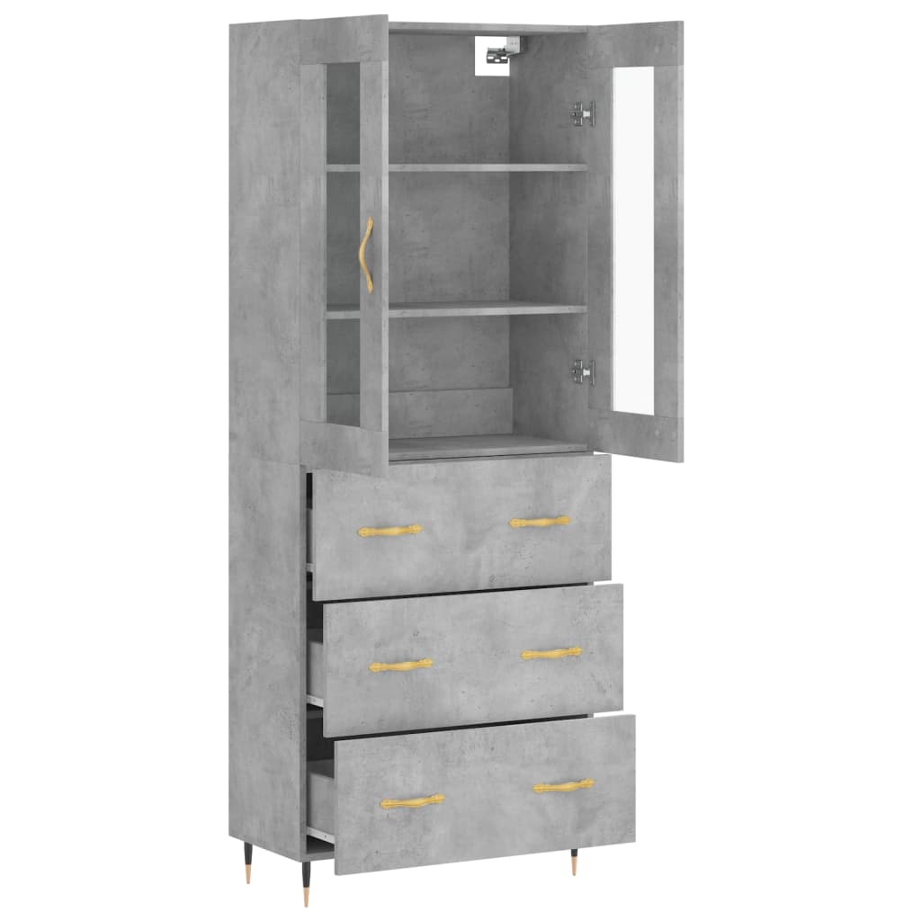 vidaXL Dulap înalt, gri beton, 69,5x34x180, lemn compozit