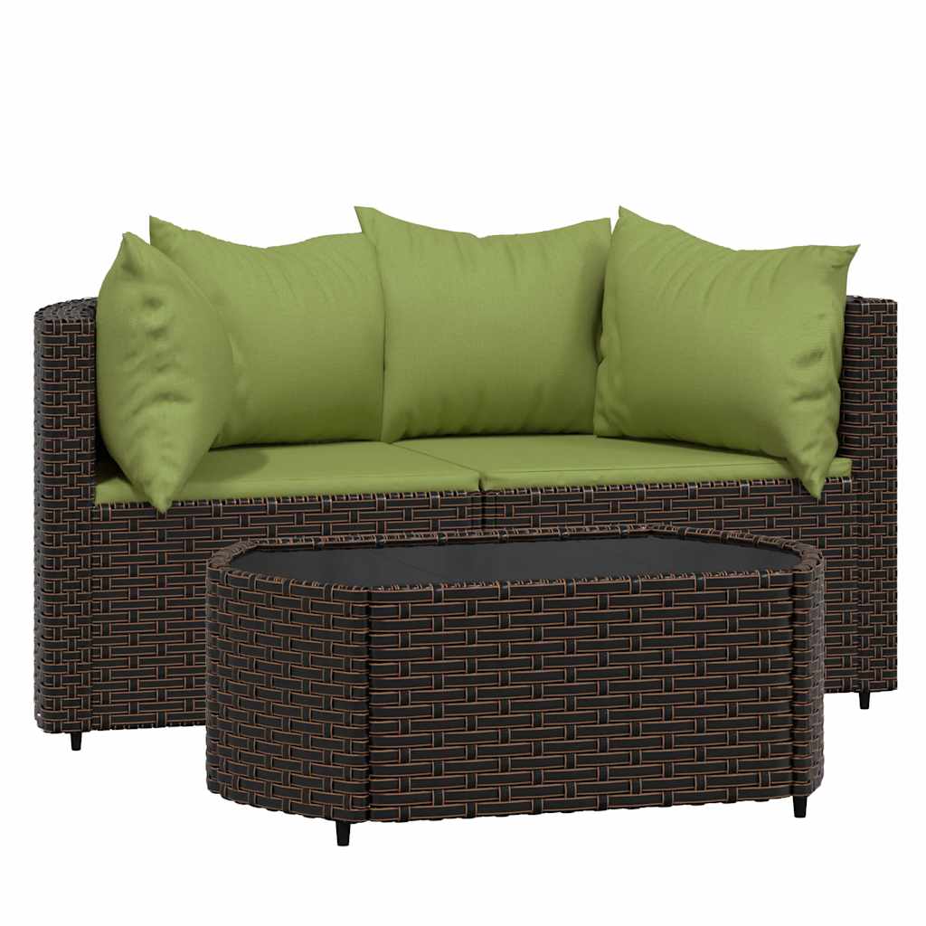 vidaXL Set mobilier de grădină cu perne, 3 piese, maro, poliratan vidaXL Set mobilier de grădină cu perne, 3 piese, maro, poliratan