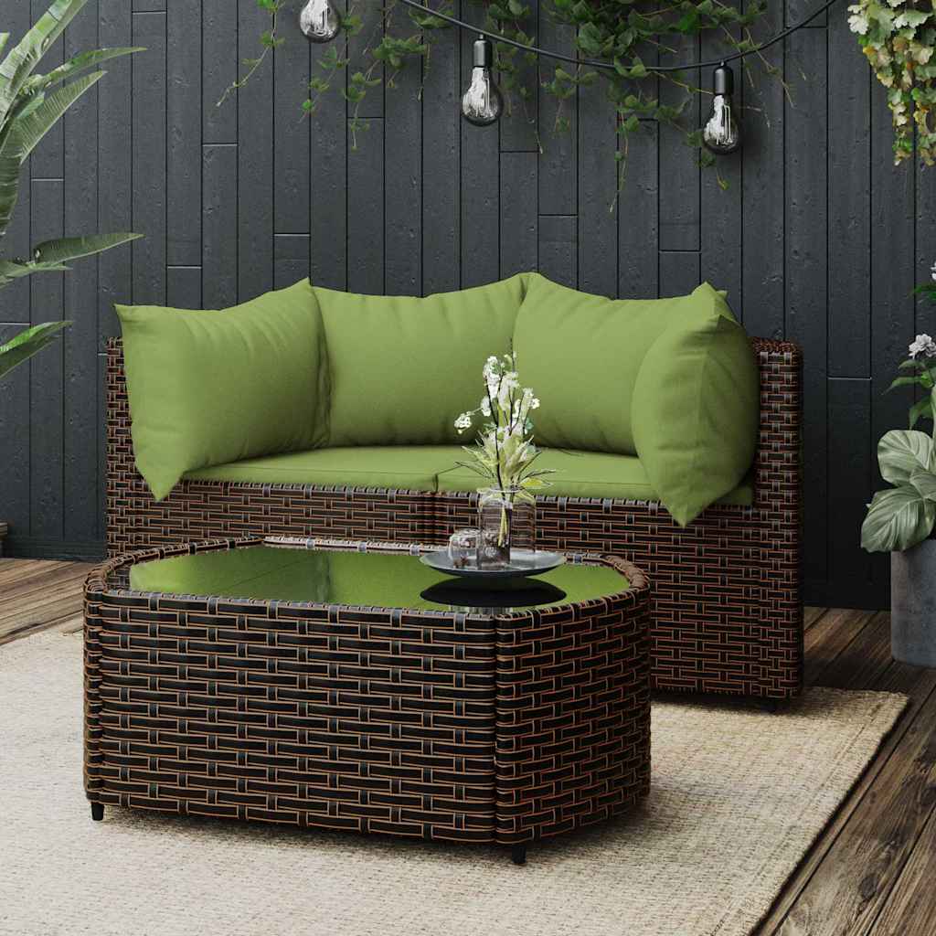 vidaXL Set mobilier de grădină cu perne, 3 piese, maro, poliratan vidaXL Set mobilier de grădină cu perne, 3 piese, maro, poliratan