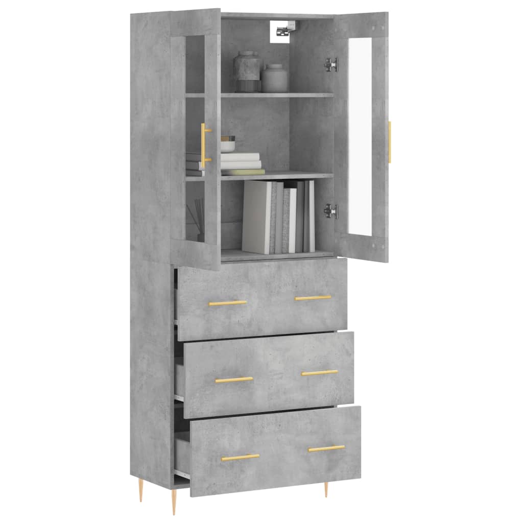vidaXL Dulap înalt, gri beton, 69,5x34x180, lemn compozit