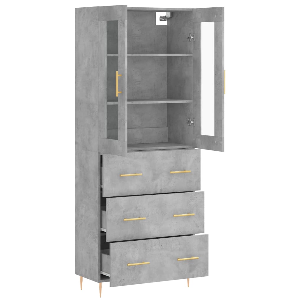 vidaXL Dulap înalt, gri beton, 69,5x34x180, lemn compozit
