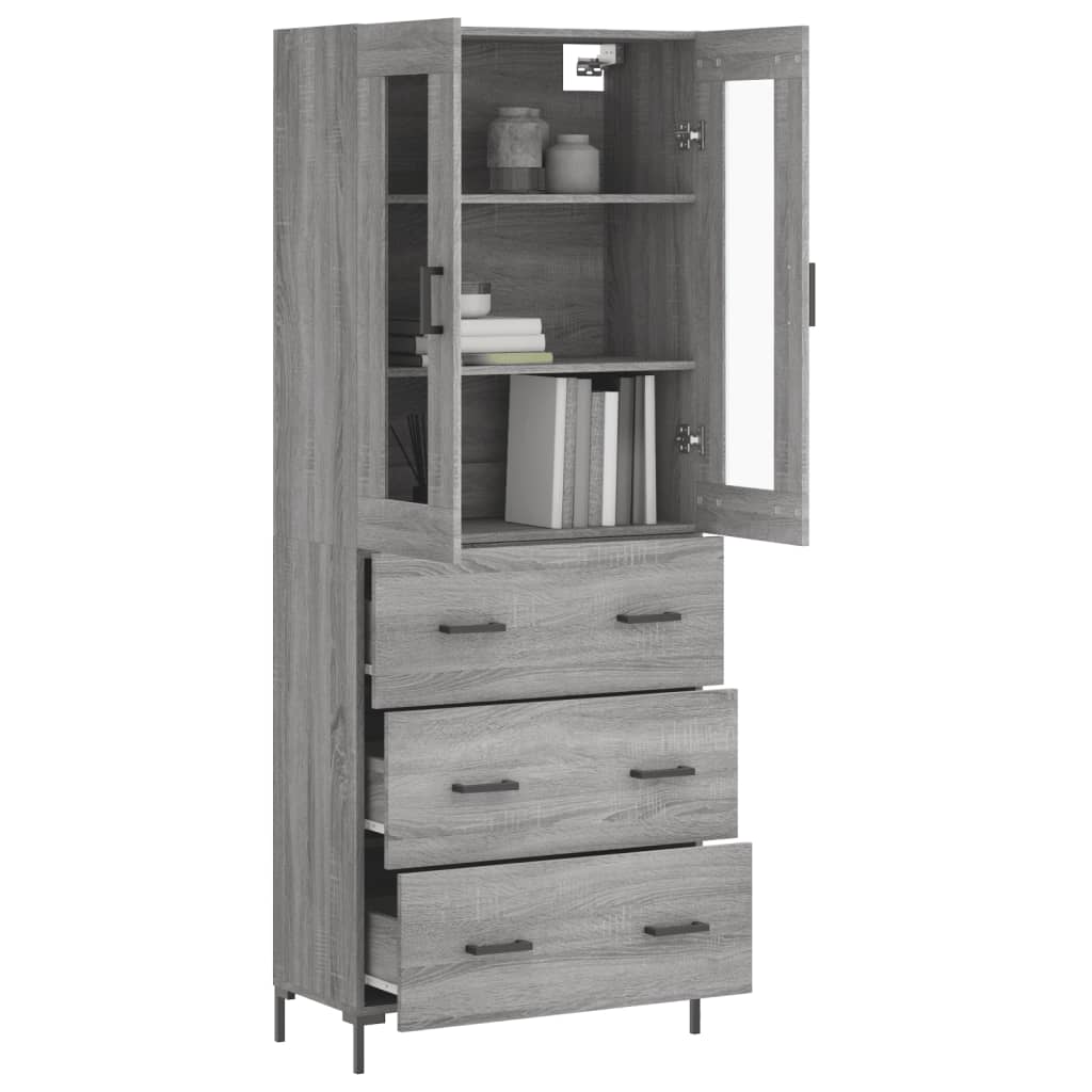 vidaXL Dulap înalt, gri sonoma, 69,5x34x180 cm, lemn compozit