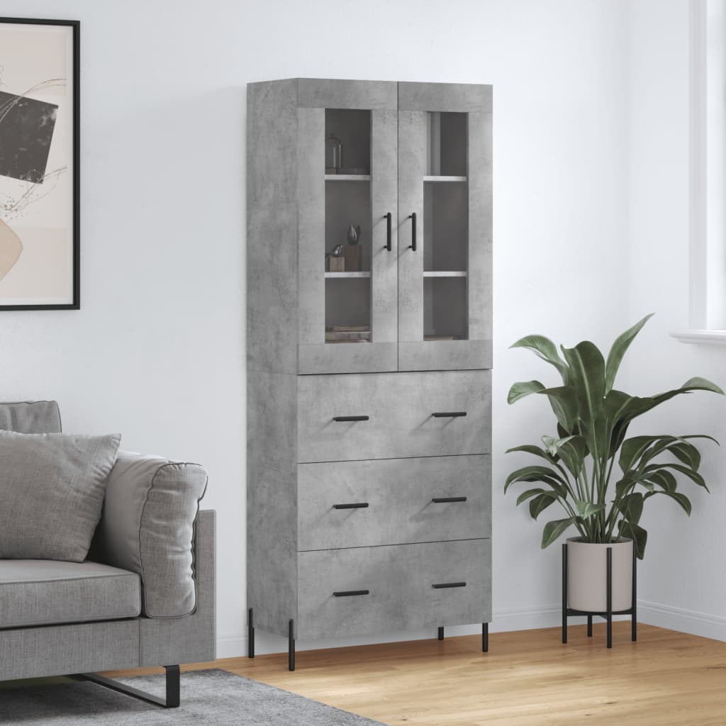 vidaXL Dulap înalt, gri beton, 69,5x34x180, lemn compozit