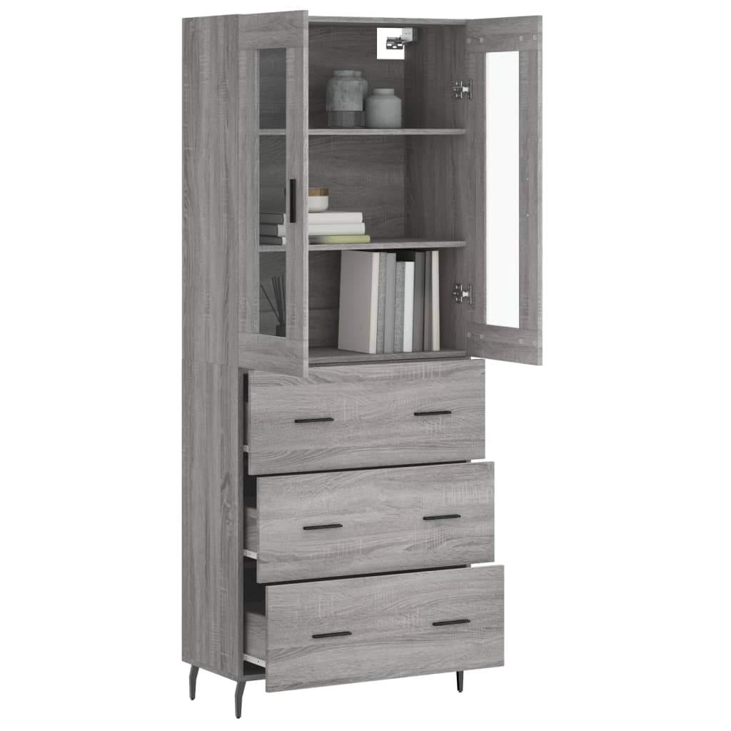 vidaXL Dulap înalt, gri sonoma, 69,5x34x180 cm, lemn compozit