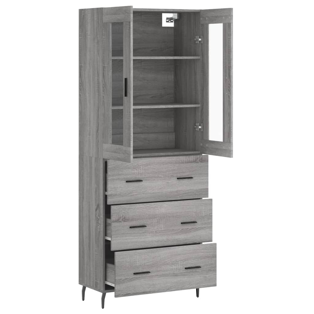 vidaXL Dulap înalt, gri sonoma, 69,5x34x180 cm, lemn compozit