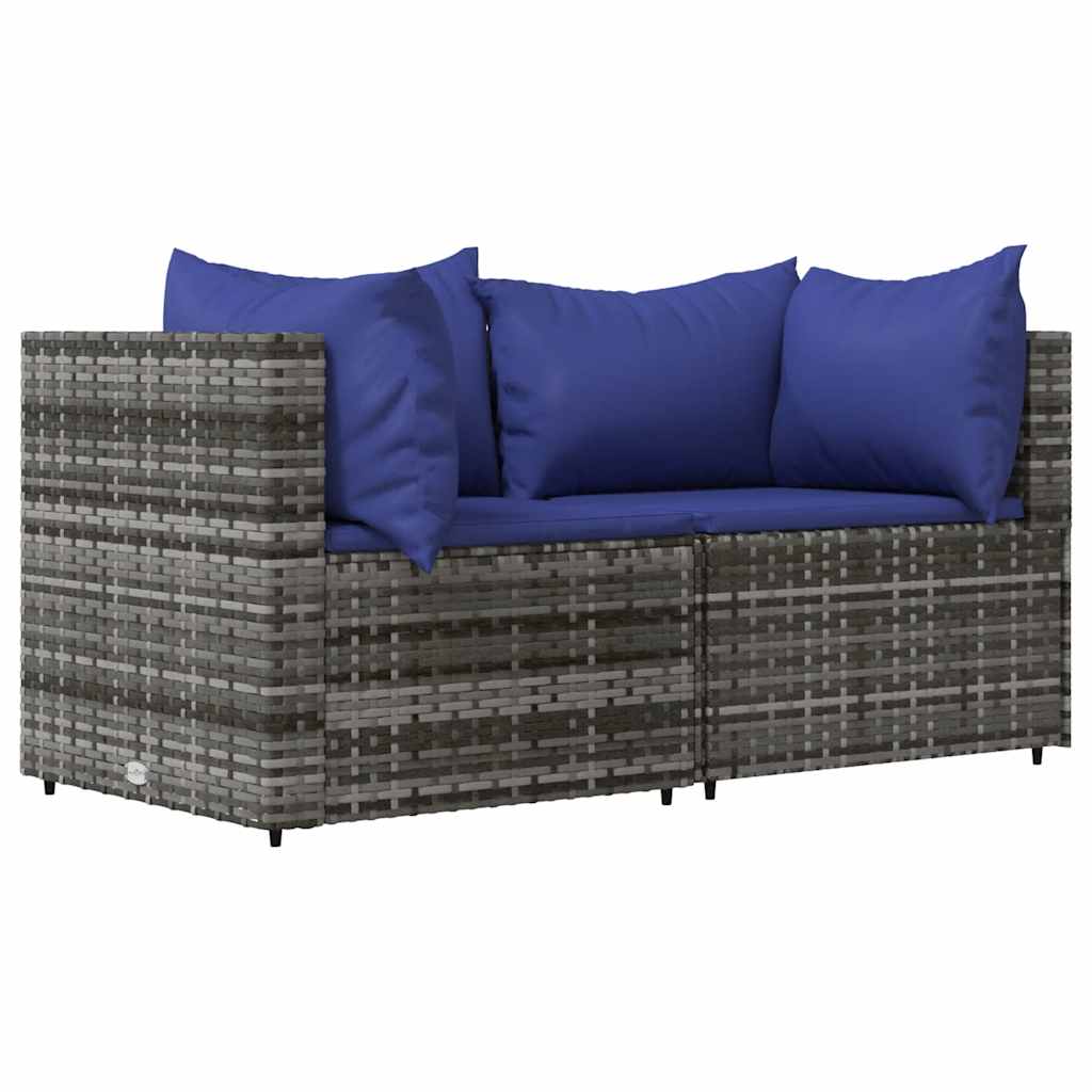 vidaXL Set mobilier de grădină cu perne, 3 piese, gri, poliratan vidaXL Set mobilier de grădină cu perne, 3 piese, gri, poliratan