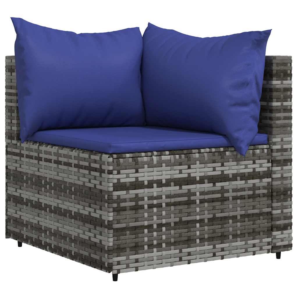 vidaXL Set mobilier de grădină cu perne, 3 piese, gri, poliratan vidaXL Set mobilier de grădină cu perne, 3 piese, gri, poliratan