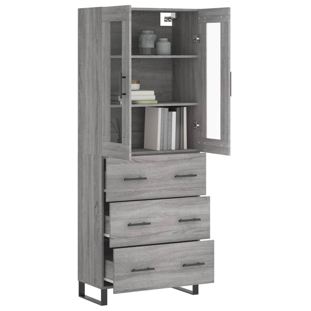 vidaXL Dulap înalt, gri sonoma, 69,5x34x180 cm, lemn compozit