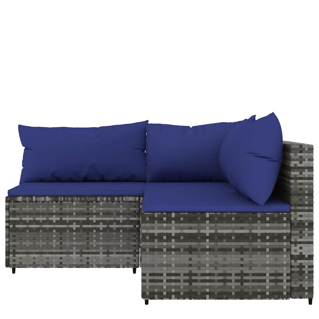 vidaXL Set mobilier de grădină cu perne, 3 piese, gri, poliratan vidaXL Set mobilier de grădină cu perne, 3 piese, gri, poliratan