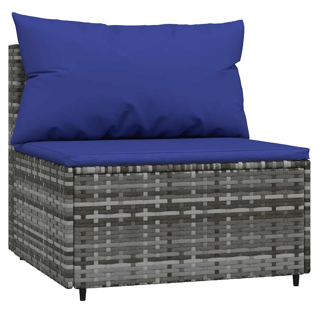 vidaXL Set mobilier de grădină cu perne, 3 piese, gri, poliratan vidaXL Set mobilier de grădină cu perne, 3 piese, gri, poliratan