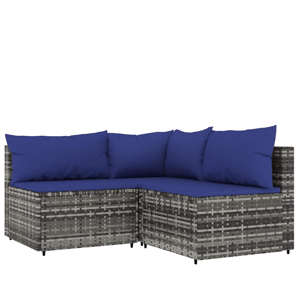 vidaXL Set mobilier de grădină cu perne, 4 piese, gri, poliratan vidaXL Set mobilier de grădină cu perne, 4 piese, gri, poliratan