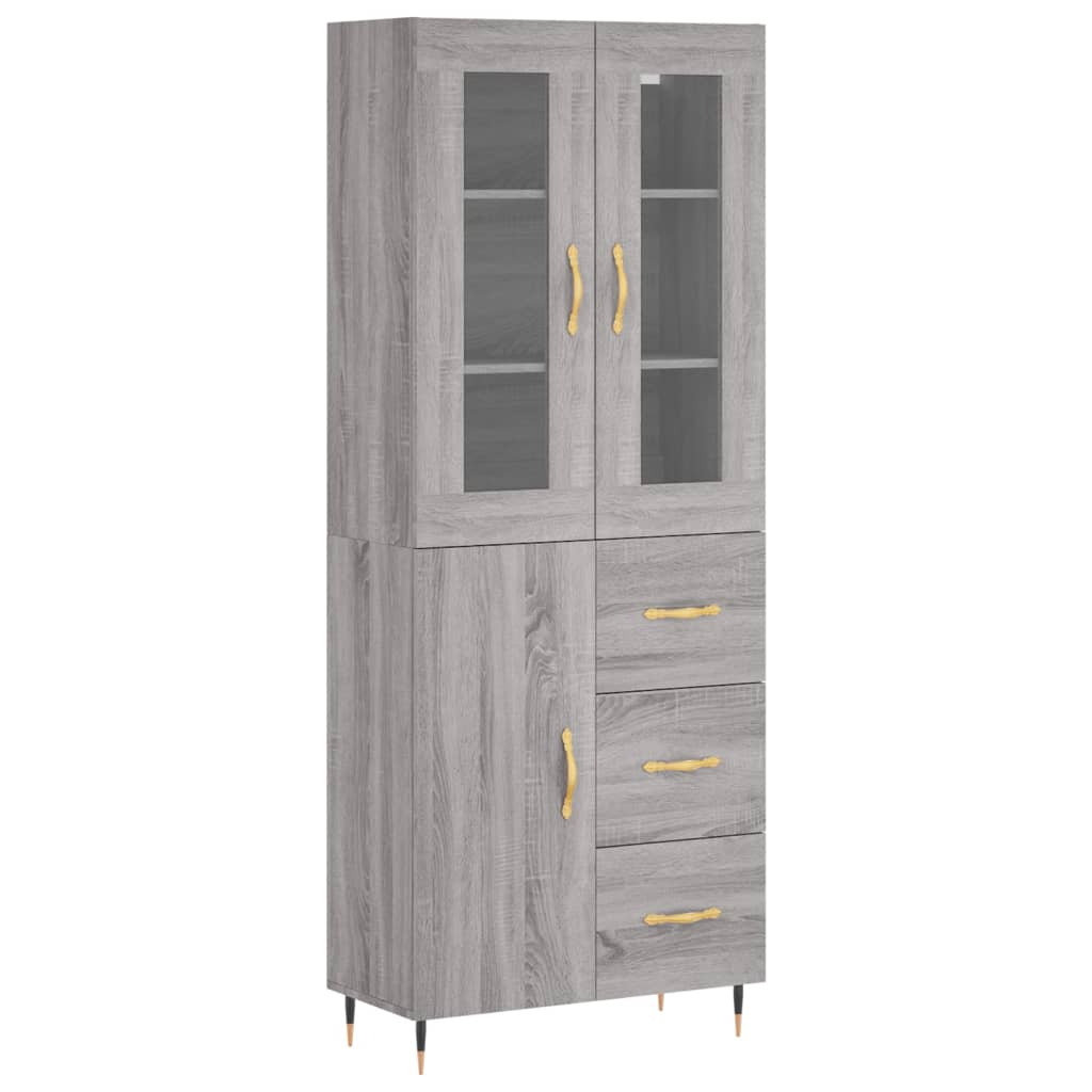 vidaXL Dulap înalt, gri sonoma, 69,5x34x180 cm, lemn compozit